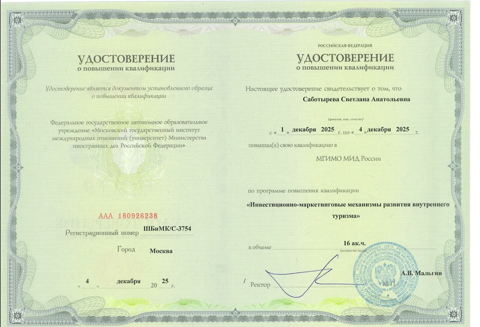 Инвестиционно-маркетинговые механизмы развития туризма